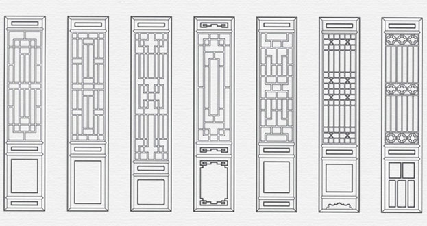 申扎常用中式仿古花窗图案隔断设计图